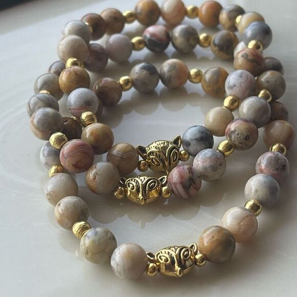 Fox crazy lace agate ONE stretch bracelet NEW meditation reiki yoga crystal - Picture 4 of 10